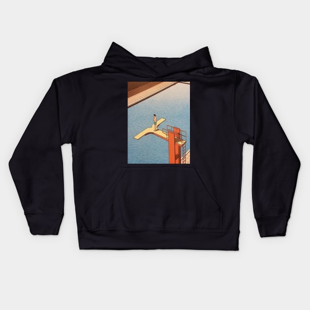 guy billout diving board Kids Hoodie by QualityArtFirst